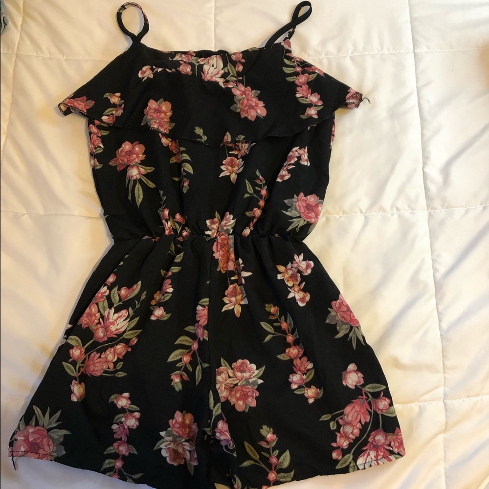 Floral black romper